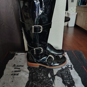 BRAND NEW Nordstrum Patent Black Buckle Knee Boots